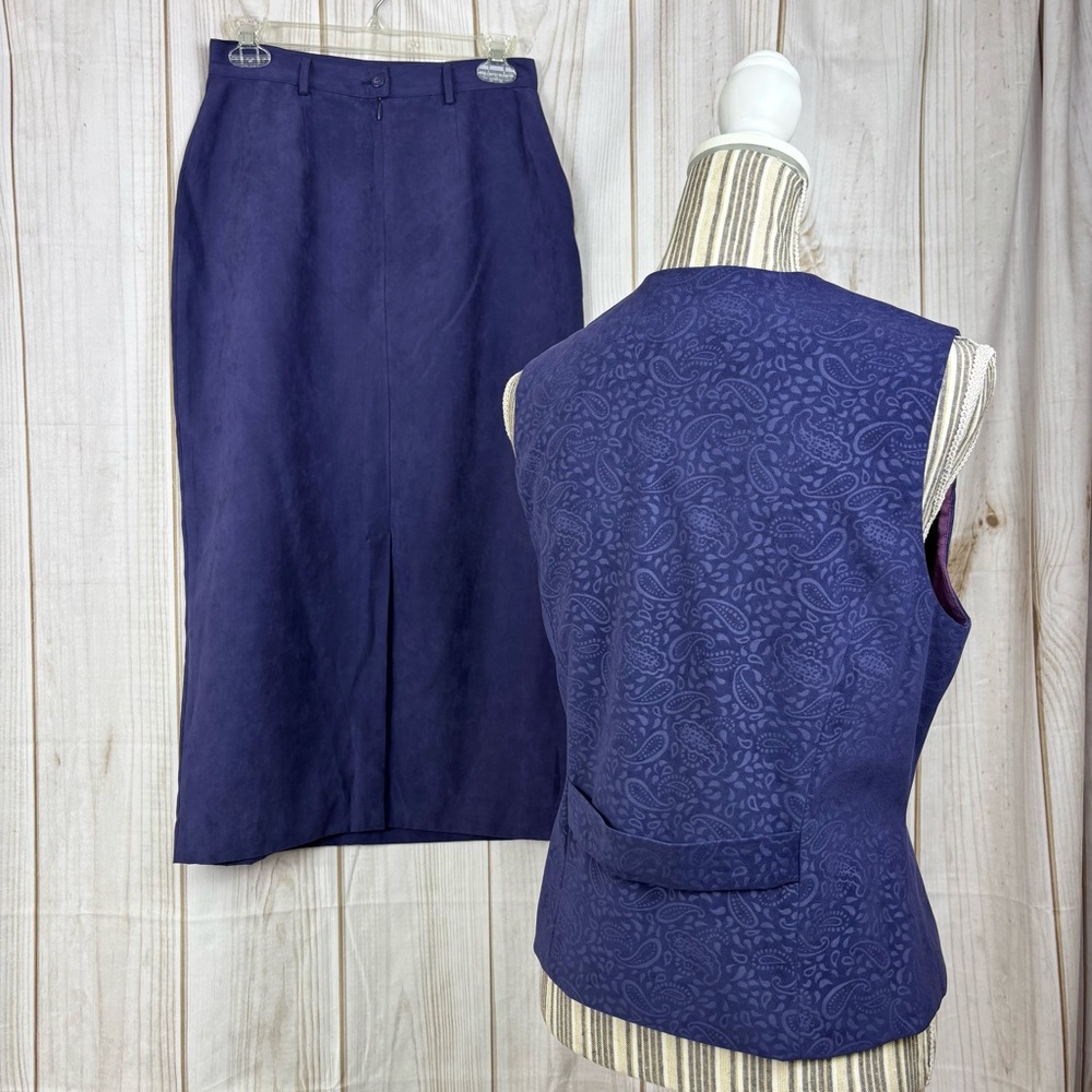 Vintage Petite Sophisticate 90's Classic 2Pc Set V-Neck Vest Pencil Skirt Size 8 - Picture 2 of 16